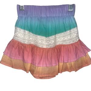 Lucky Jade Girls Tiered Ruffle Colorful Ombre Crochet Cotton Skort Size 3